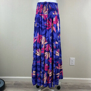 Abel the label Anthropologie purple floral maxi skirt size large